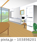 大きな窓のあるダイニングキッチンのベクターイラスト 103898201