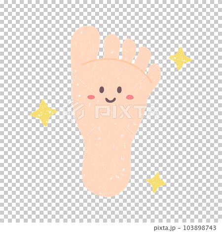 手描きのキラキラの足の裏キャラクター 手描きのキラキラの足の裏キャラクター 103898743