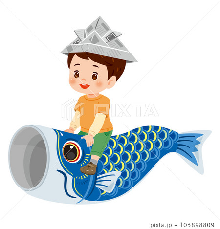 鯉のぼりに乗る男の子2 103898809