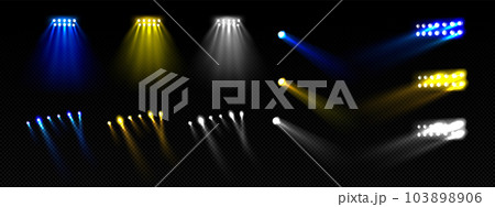 Yellow stadium concert show light isolated set Yellow stadium concert show light isolated set 103898906