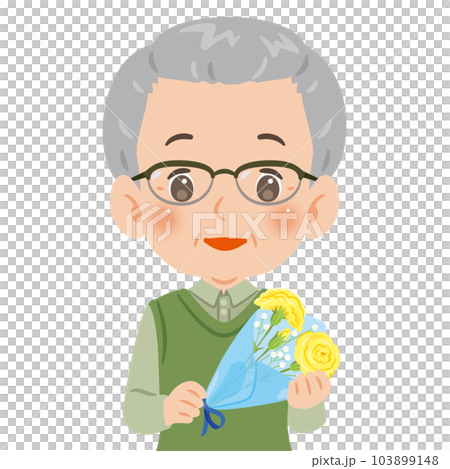 Senior man with a bouquet of yellow carnations 103899148