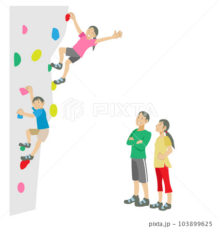 ボルダリングを楽しむ家族 103899625