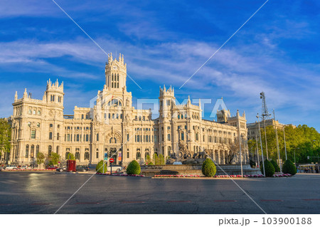 Madrid Spain, city skyline at Cibeles Fountain Town Square 103900188