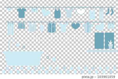 Laundry lined up to dry Simple illustration material Laundry lined up to dry Simple illustration material 103901859