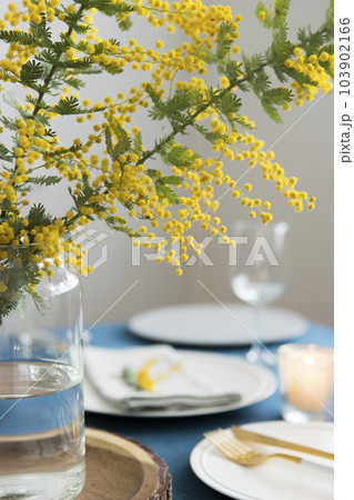 ミモザを飾った食卓 103902166
