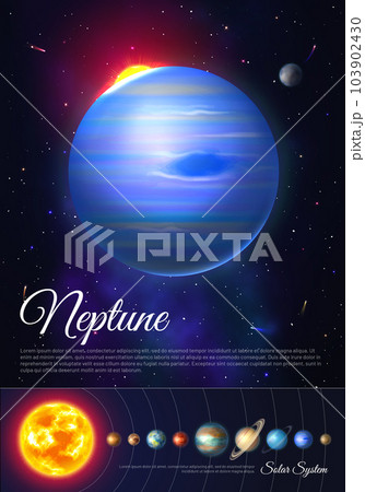 Neptune planet colorful poster with solar system Neptune planet colorful poster with solar system 103902430