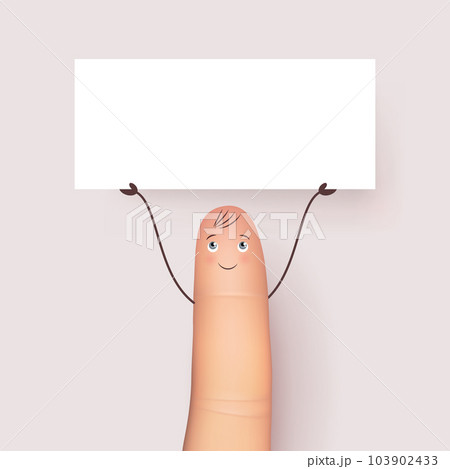 Finger with empty white sheet Finger with empty white sheet 103902433