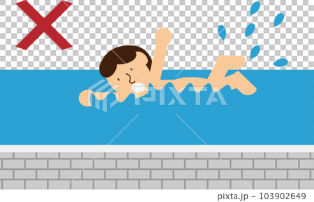 Illustration of a person swimming in a public bath Illustration of a person swimming in a public bath 103902649