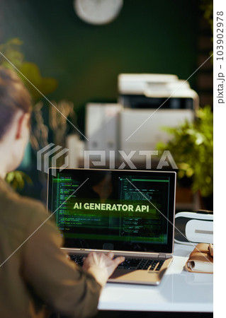 Seen from behind woman coding Seen from behind woman coding 103902978