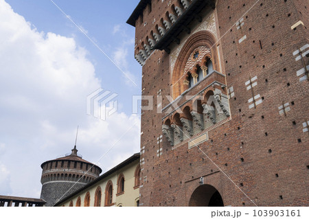 Details to the Sforzesco castle and its splendid medieval walls Details to the Sforzesco castle and its splendid medieval walls 103903161