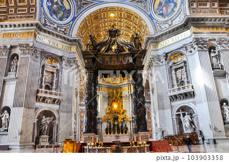 Saint Peter's baldachin in the basilica. Vatican 103903358