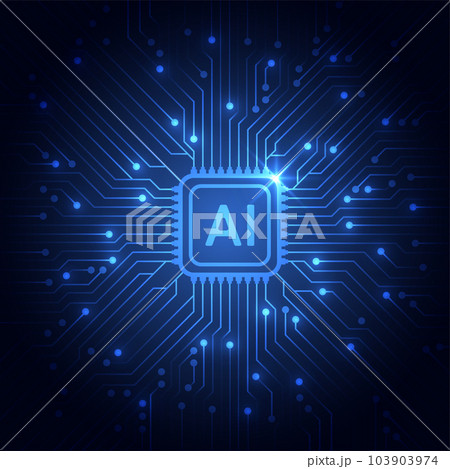 Artificial intelligence chipset on circuit board in futuristic concept technology artwork for web, banner, card, cover. Vector illustration 103903974