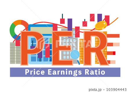 PER (Price Earnings Ratio)の文字イラスト PER (Price Earnings Ratio)の文字イラスト 103904443