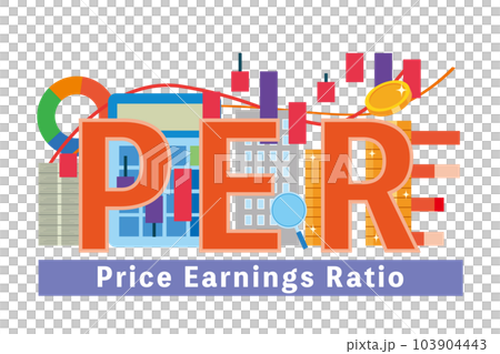 PER (Price Earnings Ratio)の文字イラスト PER (Price Earnings Ratio)の文字イラスト 103904443