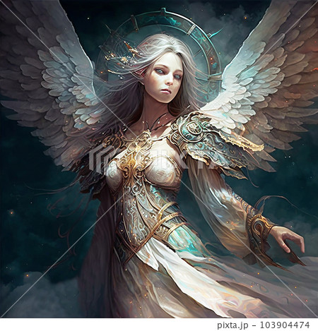 天界にいる美しい天使 精霊 イラスト アート（AI生成画像）のイラスト ...