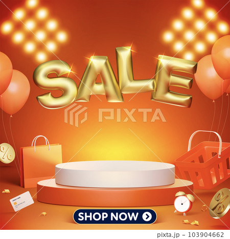 3D style Sale banner template design for web or social media. 103904662