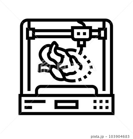 3d printed human organ future technology line icon vector illustration 103904683