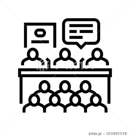 press conference news media line icon vector illustration press conference news media line icon vector illustration 103905539