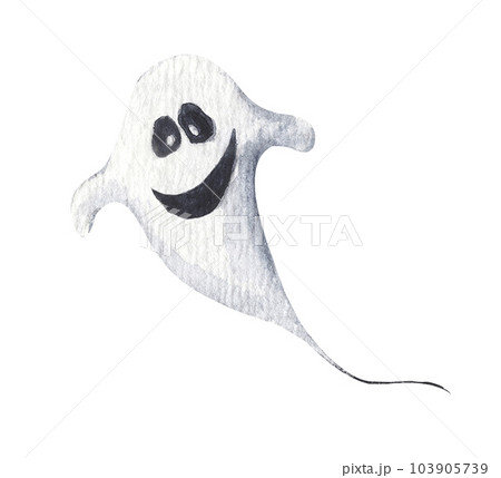 Cute little ghost. Spooky for halloween decorations. Watercolor illustration. Cute little ghost. Spooky for halloween decorations. Watercolor illustration. 103905739