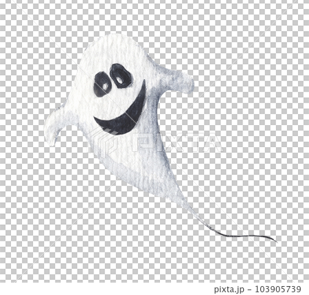 Cute little ghost. Spooky for halloween decorations. Watercolor illustration. 103905739