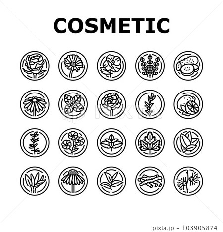 plant natural cosmetic green icons set vector 103905874