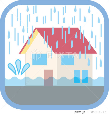 大雨災害のアイコン_低い土地への浸水 103905972