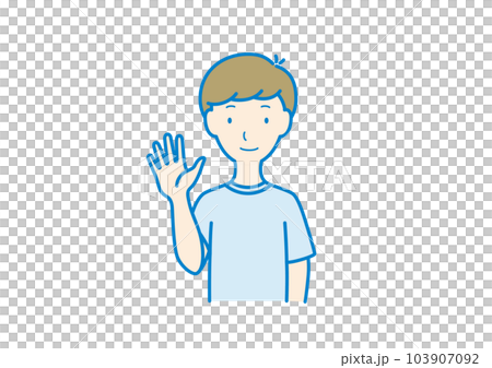 少年 上半身 指で5 少年 上半身 指で5 103907092