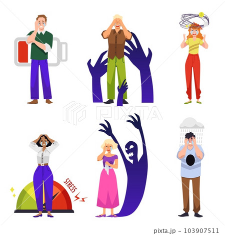 Set of crying people with various reasons flat style, vector illustration Set of crying people with various reasons flat style, vector illustration 103907511