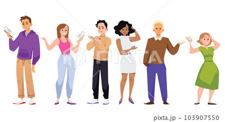 Set of people suffering from alopecia flat vector illustration isolated. 103907550