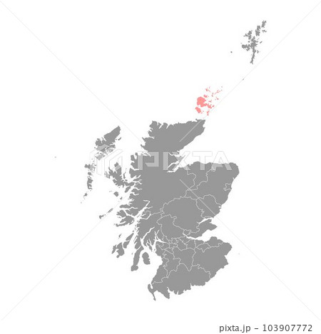 Orkney map, council area of Scotland. Vector illustration. 103907772