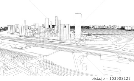 Outline city concept vector. Wire-frame style 103908125