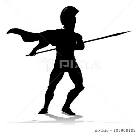 Spartan Silhouette Gladiator Trojan Greek Warrior Spartan Silhouette Gladiator Trojan Greek Warrior 103908185