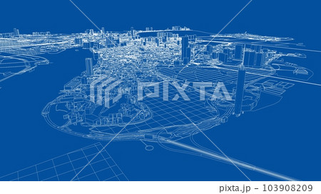 Outline city concept vector. Wire-frame style 103908209