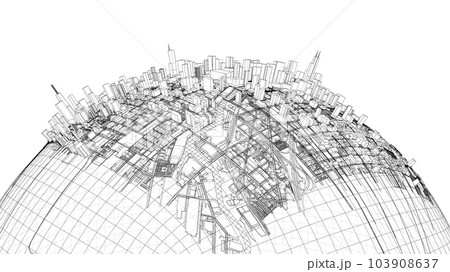 3d city sphere. Vector rendering of 3d 3d city sphere. Vector rendering of 3d 103908637