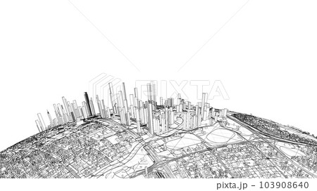 3d city sphere. Vector rendering of 3d 3d city sphere. Vector rendering of 3d 103908640
