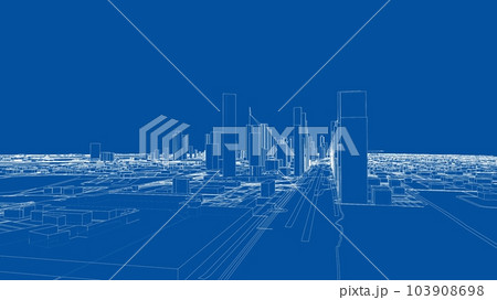 Outline city concept vector. Wire-frame style 103908698