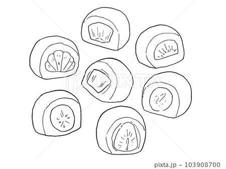 フルーツ大福　線画イラスト 103908700