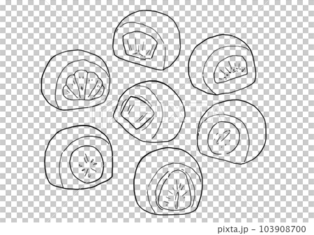 フルーツ大福　線画イラスト 103908700