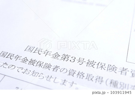 国民年金第3号被保険者該当通知書の一部 国民年金第3号被保険者該当通知書の一部 103911945