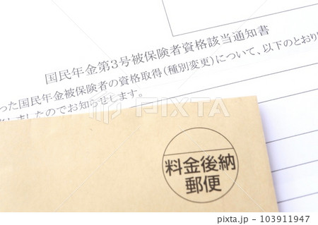 国民年金第3号被保険者該当通知書の一部 国民年金第3号被保険者該当通知書の一部 103911947
