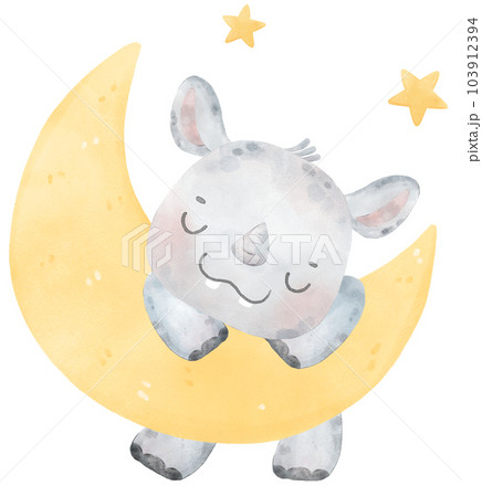 Adorable cheerful Baby Rhinoceros wild animal watercolour nursery children cartoon drawing Adorable cheerful Baby Rhinoceros wild animal watercolour nursery children cartoon drawing 103912394