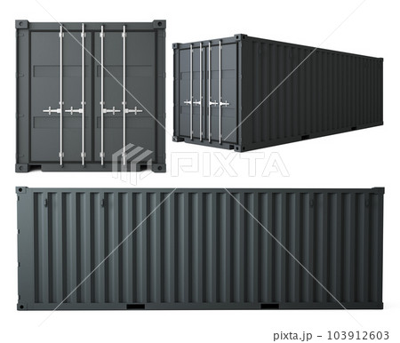3d rendering of gray container cargo on white background 103912603