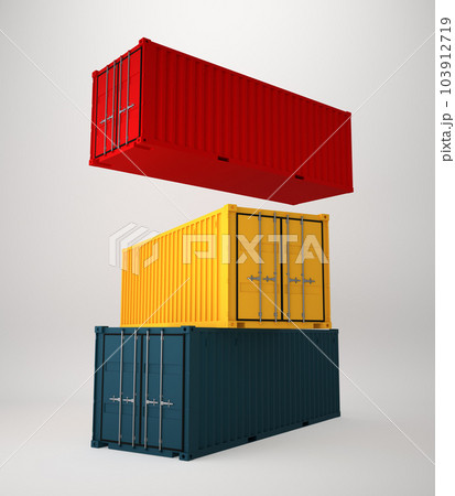3d rendering of stacked color cargo containers 3d rendering of stacked color cargo containers 103912719