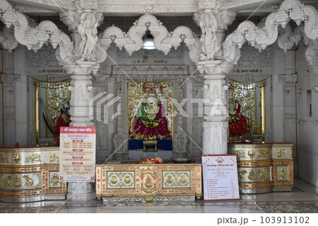 Inside hall view of Shree Ashapura Mataji temple, Deities - Goddesses Shree Mahalaxmiji, Shree Ashapura Mataji and Shree Ambha Mataji at Kondhwa Khurd, Pune, Maharashtra Inside hall view of Shree Ashapura Mataji temple, Deities - Goddesses Shree Mahalaxmiji, Shree Ashapura Mataji and Shree Ambha Mataji at Kondhwa Khurd, Pune, Maharashtra 103913102