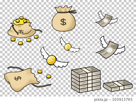 飛ぶように減るドルと円、お金のイメージイラスト 103913765