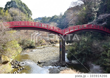 市原市　出世観音立國寺参道の観音橋と養老川 103914266