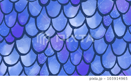 Mermaid pattern, watercolor scale texture. Blue hand painted fish tail underwater seamless vector background. 103914965