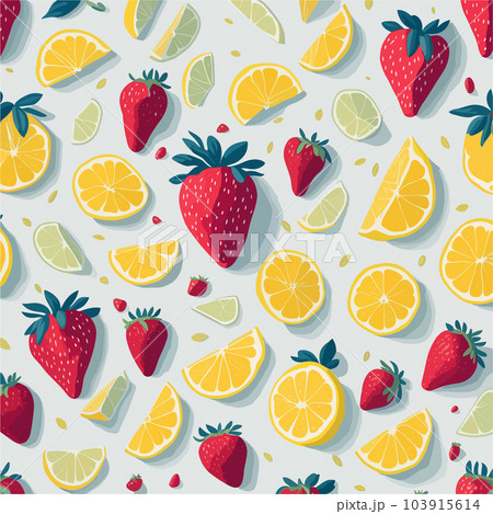 Strawberry and Lime design patterns prints in white background  103915614