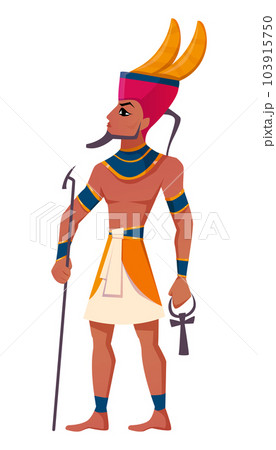 Flat ancient Egyptian god Amun 103915750