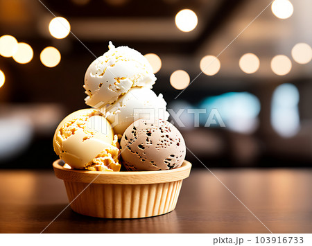Cozy ice cream restaurant with high detail. 103916733